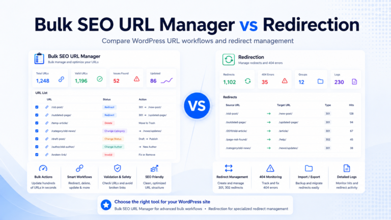 Bulk SEO URL Manager vs Redirection